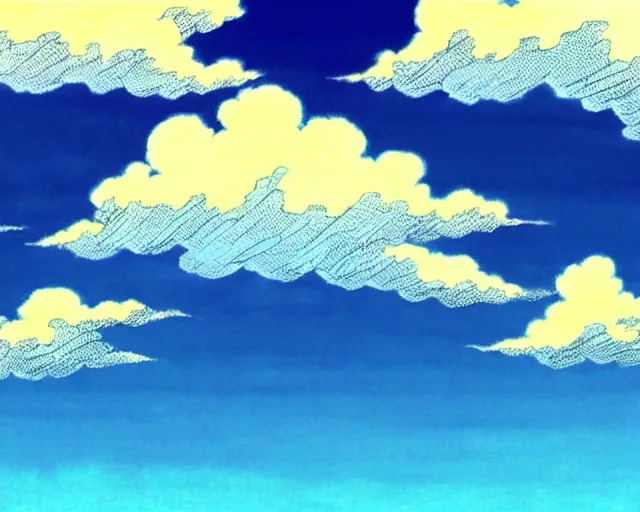 Image similar to anime sky in the style of makato shinkai, studio ghibli, moebius, clouds