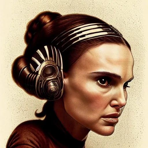 Image similar to natalie portman as princess leia in star wars, by jean - baptiste monge