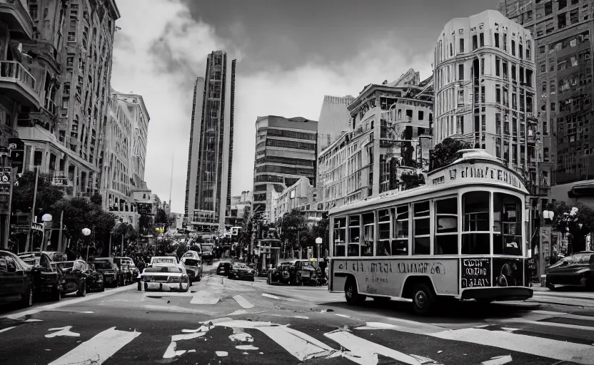 Prompt: san fransisco, desaturated photography