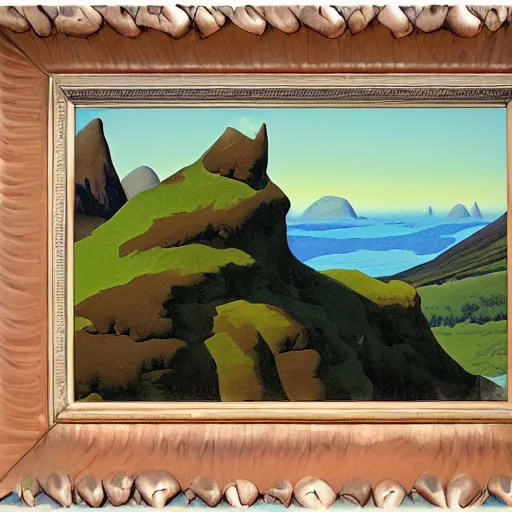 Image similar to scottish mountain view by roger dean