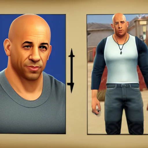 Image similar to vin diesel as a sims character