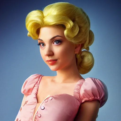 Prompt: Portrait photo of Princess Peach as a human being