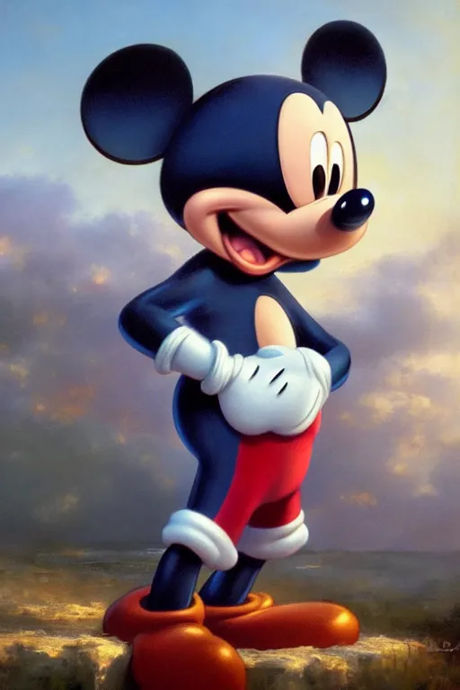 Prompt: realistic mickey mouse, 8 k, trending on artstation, smooth, sharp focus artwork by gustave courbet, mark keathley, greg rutkowski and annie leibowitz