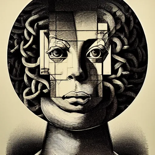 Image similar to lithography on paper secret lair conceptual figurative post - morden monumental dynamic portrait by goya and escher and hogarth, illusion surreal art, highly conceptual figurative art, intricate detailed illustration, controversial poster art, polish poster art, geometrical drawings, no blur