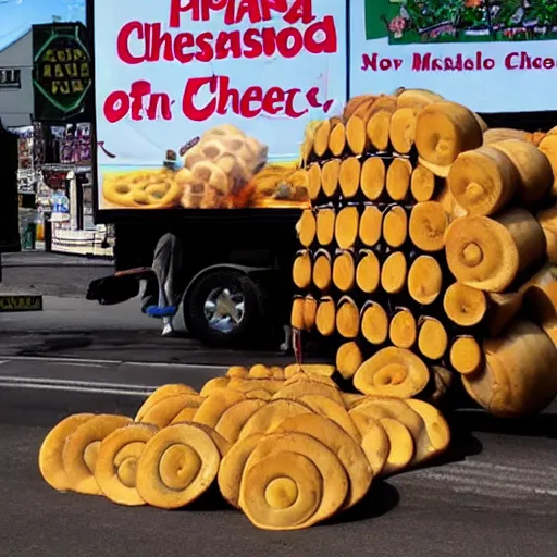 Image similar to Our country is being destroyed by giant cheesewheels