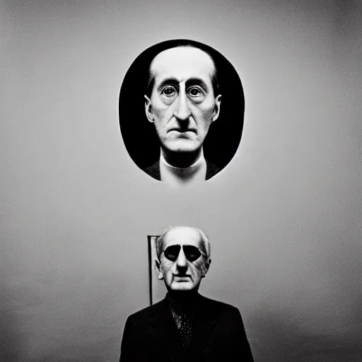 Image similar to a minimalist portrait of Marcel Duchamp in the style of Man Ray and Pieter Hugo, wide angle, monochrome and chromatic aberrations