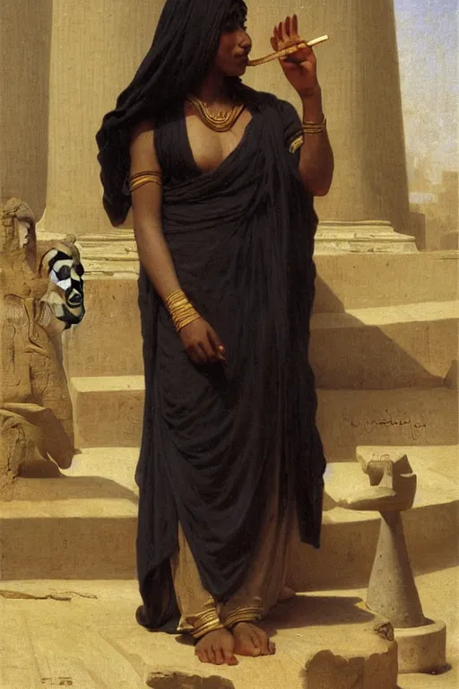 Image similar to black woman in an egyptian costume, painting by william adolphe bouguereau