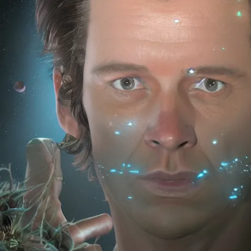 Prompt: hyperrealistic film still of ace ventura hiding in space, stunning 3 d render, inspired by istvan sandorfi & greg rutkowski & unreal engine, perfect facial symmetry, dim volumetric cinematic lighting, 8 k octane comprehensive render, extremely hyper - detailed, incredibly lifelike attributes, intricate, real flesh texture, masterpiece, artstation, stunning,