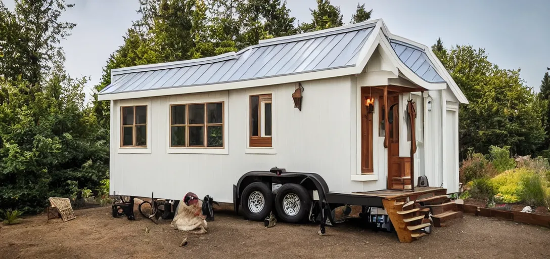 Image similar to mughal - style white ivory tiny home on trailer with minarets in portland, oregon