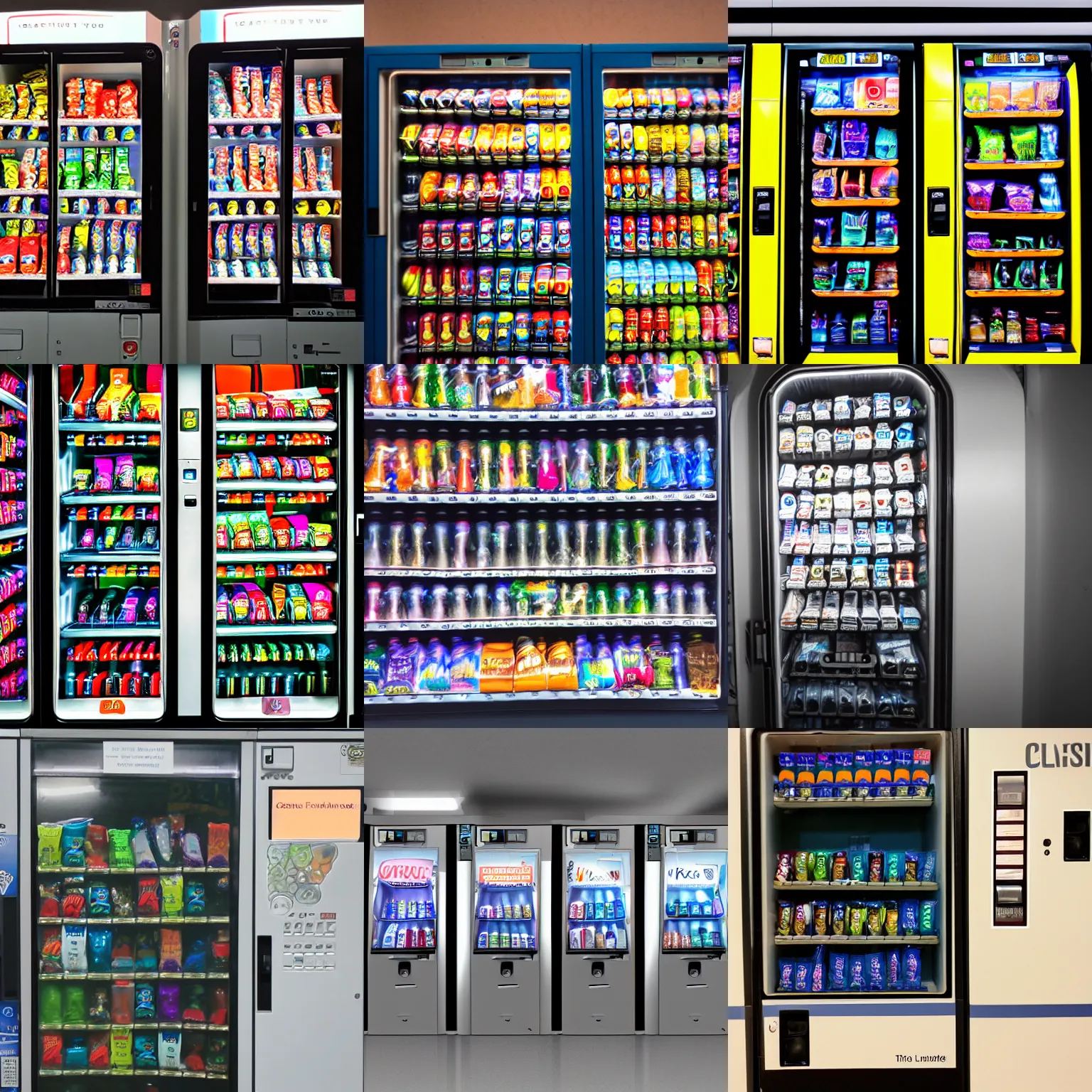 Prompt: liminal space, vending machine, claustrophobic