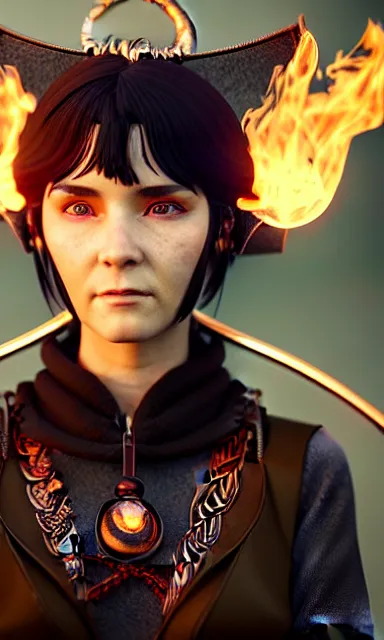 Prompt: Tomboy witch trainee close-up portrait amelie poulain beautiful celtic princess student, ancient mage, burning torch, intricate artwork by Tooth Wu and wlop and beeple, greg rutkowski and artgerm and alphonse mucha, cinematic, hyper realism, high detail, octane render, unreal engine, 8k, Vibrant colors, Smooth gradients, High contrast, depth of field, aperture f1.2