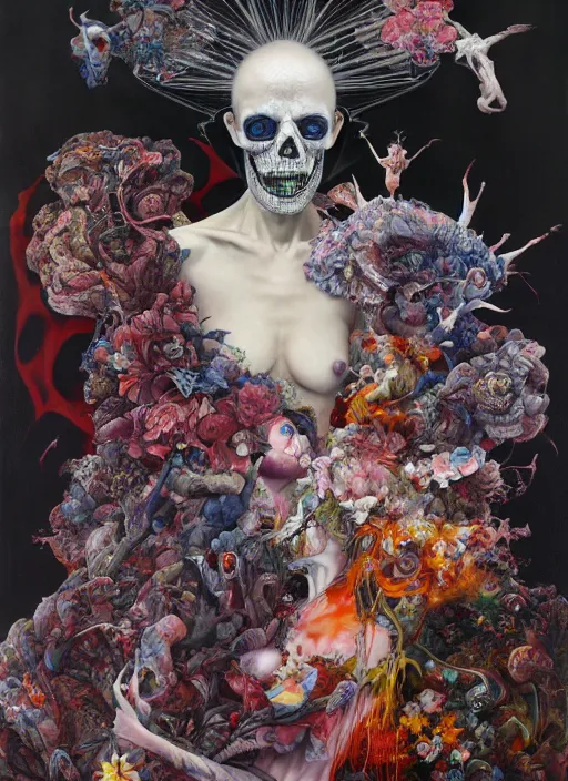 Prompt: death is not mercurial it's patient unlike life, a brutalist designed, gothic, rich deep colours, painted by francis bacon, julie heffernan, glenn brown, adrian ghenie, james jean and petra cortright, part by gerhard richter, part by takato yamamoto. a surrealist painting, 8 k masterpiece.