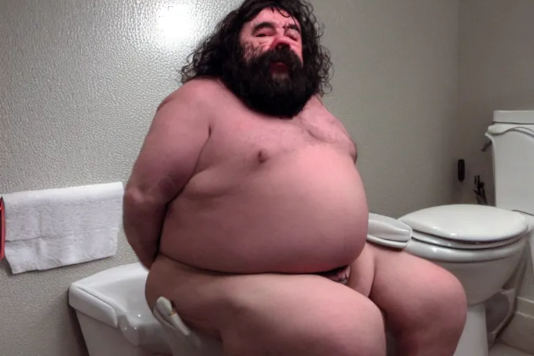 Image similar to 600 pound Dwarf smoking on the toilet