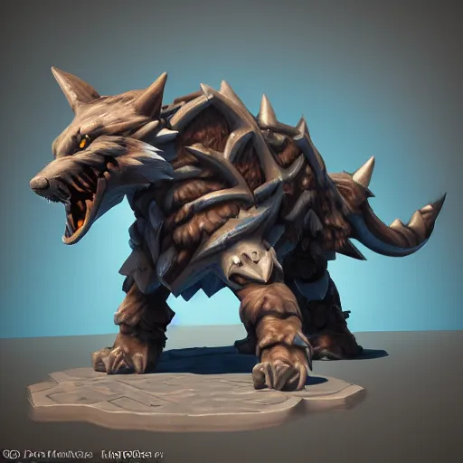 Prompt: fenrir stylized stl fantasy miniature, 3 d render, activision blizzard style, hearthstone style