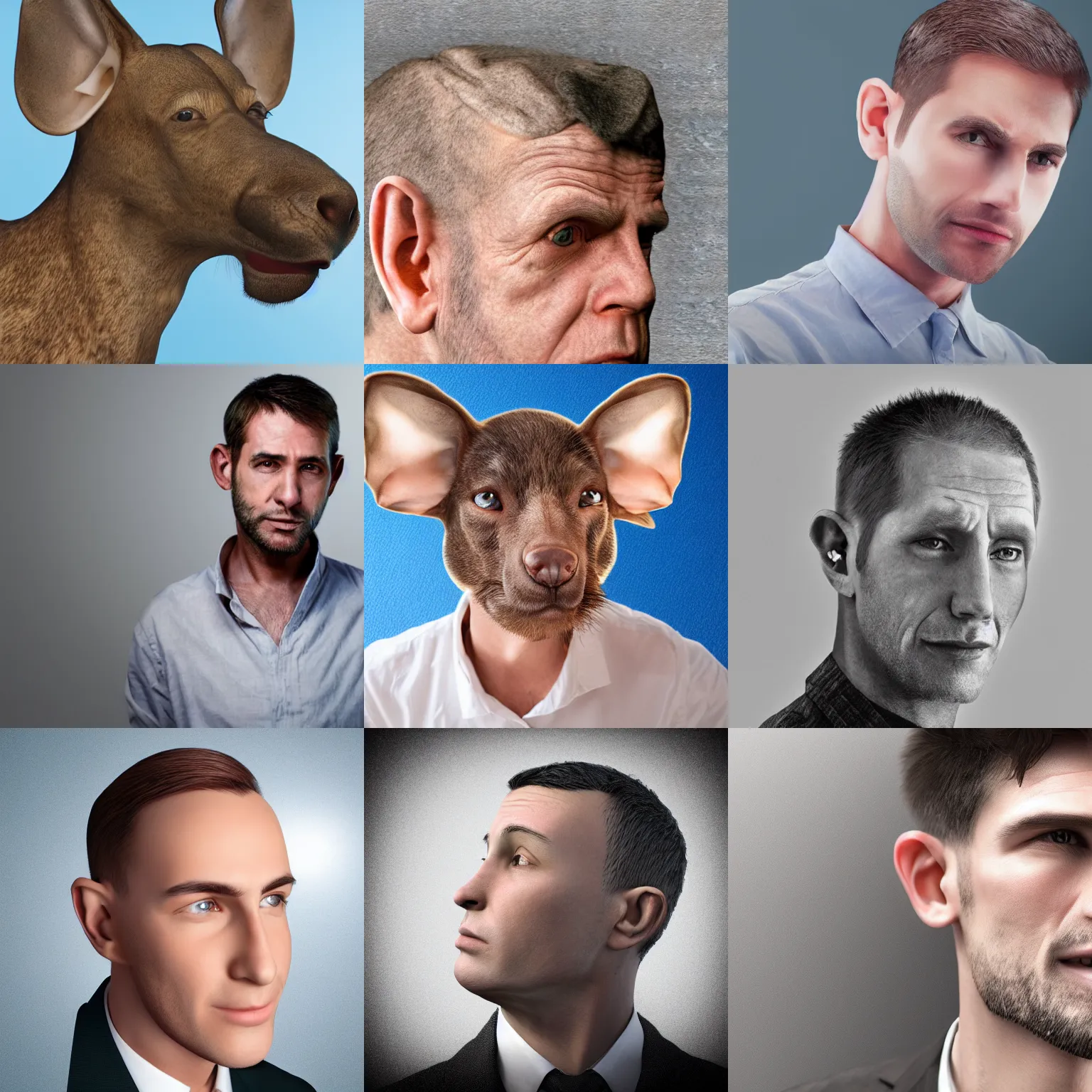 Prompt: A realistic photo of a man with big ears