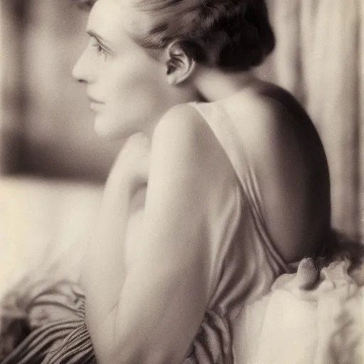 Prompt: side view of a bright young thing (woman), photographic portrait by cecil beaton, 1920s, 8k Resolution, high details