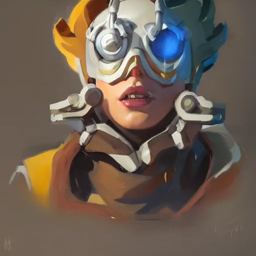 Image similar to greg manchess portrait painting of overloard as overwatch character, medium shot, asymmetrical, profile picture, organic painting, sunny day, matte painting, bold shapes, hard edges, street art, trending on artstation, by huang guangjian and gil elvgren and sachin teng