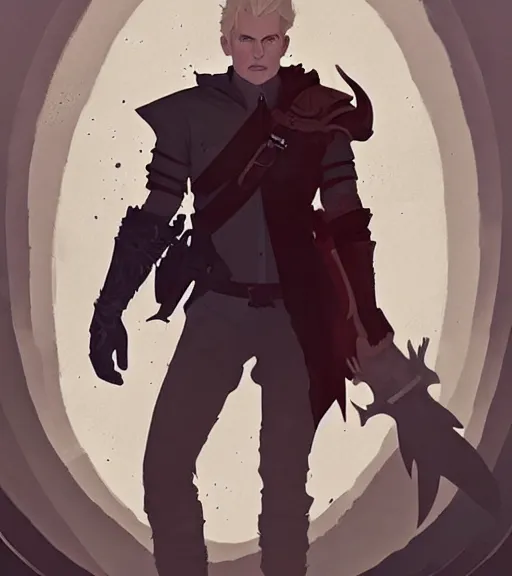 Image similar to portrait of cullen from dragon age standing with beautiful woman near forest by atey ghailan, by greg rutkowski, by greg tocchini, by james gilleard, by joe fenton, by kaethe butcher, dynamic lighting, gradient light blue, brown, blonde cream and white color scheme, grunge aesthetic