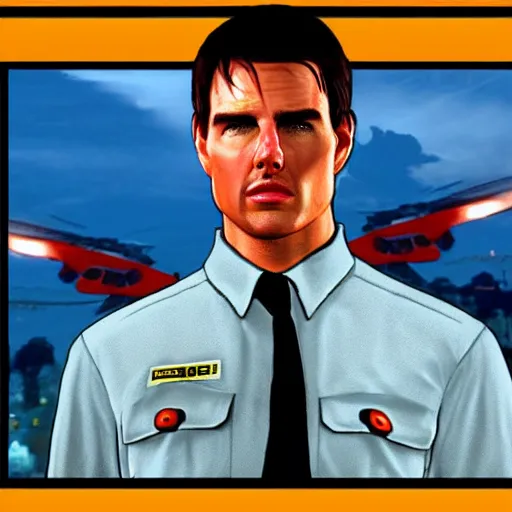 Prompt: tom cruise as a character in gta san andres