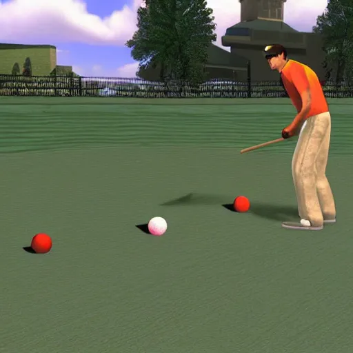 Prompt: tony hawk's pro croquet for playstation 2, detailed video game screenshot