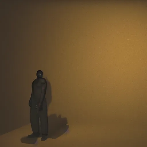 Prompt: [ kanye west!! standing in a liminal space ]!!, [ dark room ]!!, creepy atmosphere!!, trending on artstation, 4 k photorealism, 8 k quality, macabre lighting, alienated feel, vignette, golden ratio!!, centered!!