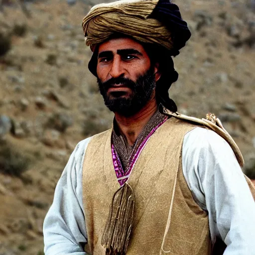 Image similar to Close up of a Kurdish shepherd wearing traditional Kurdish clothes in a movie directed by Christopher Nolan, movie still frame, promotional image, imax 70 mm footage