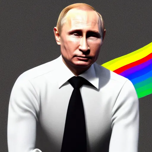 Prompt: Gay Pride Vladimir Putin, Photorealistic