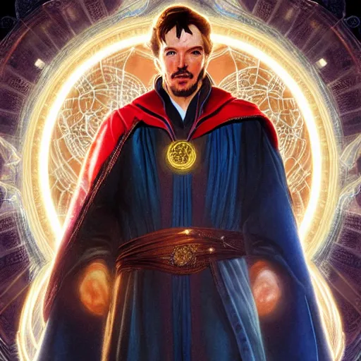 Image similar to bernie sanders as doctor strange, radiant light, caustics, heroic, bright iridescent light, by gaston bussiere, bayard wu, greg rutkowski, maxim verehin