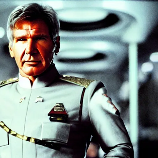 Image similar to A still of Harrison Ford as Commander Adama in Battlestar Galactica (2003)