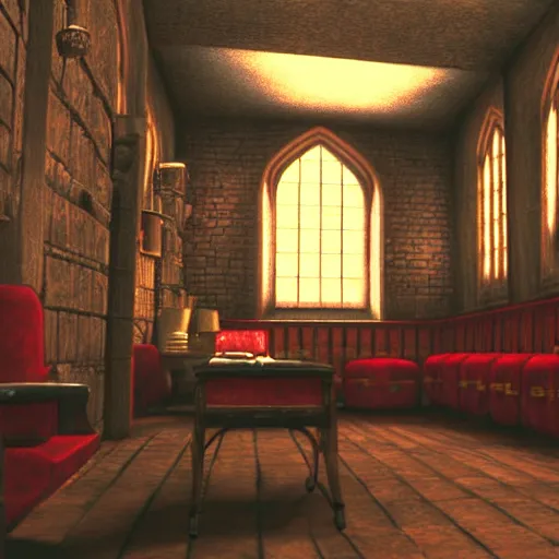 Image similar to Hairy Potter in Gryffindor's common room, Playstation 2 screenshot, 3D Render