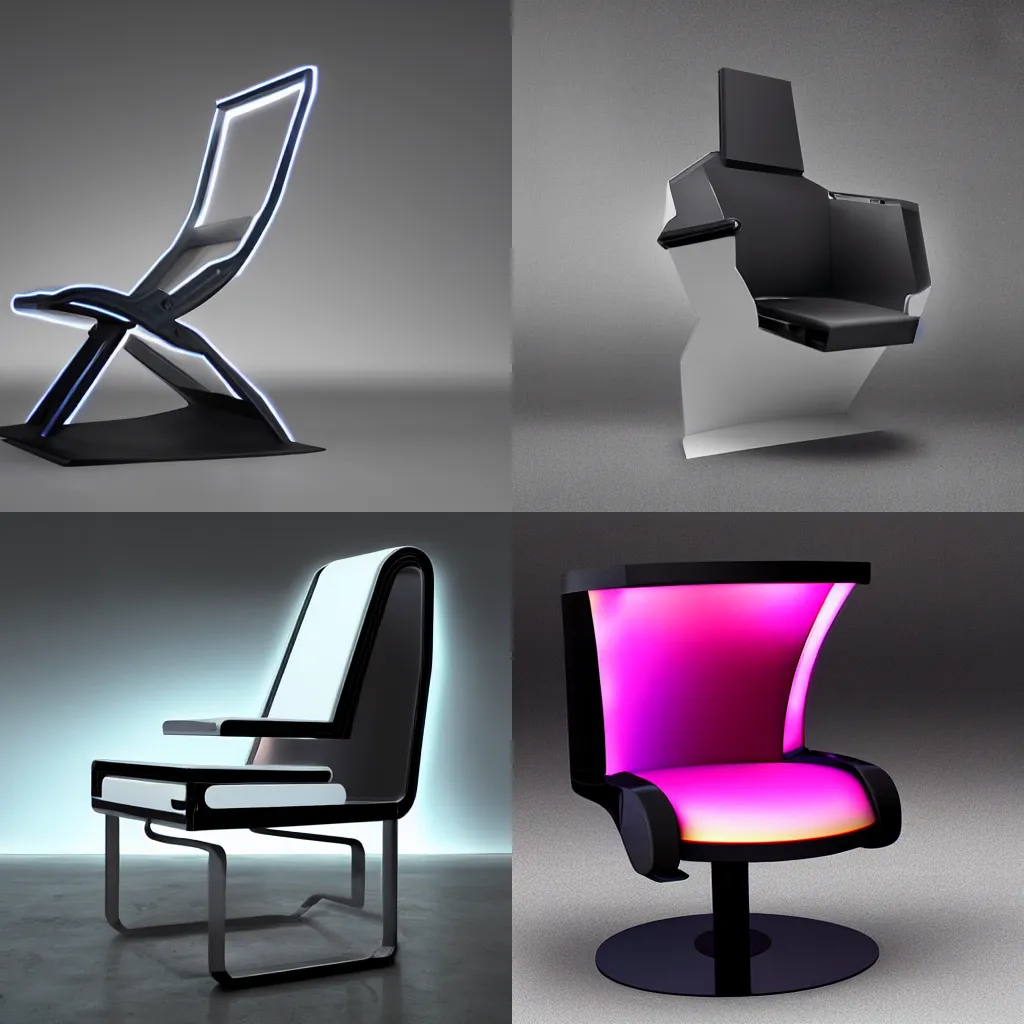 Prompt: cyberpunk chair by jonathan ive