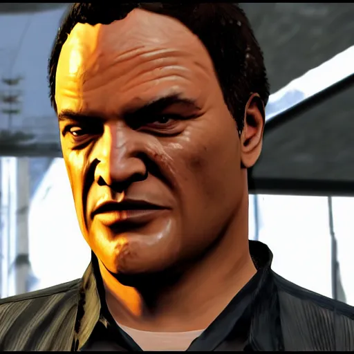 Prompt: extremely cool looking quentin tarantino in gta v. 4 k