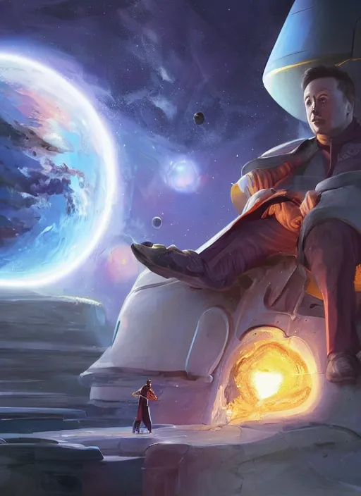 Image similar to elon musk as a electric space mage by vladimir volegov and alexander averin and peder mørk mønsted and ross tran and raphael lacoste