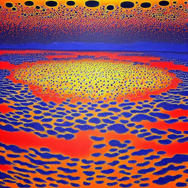 Image similar to a beautiful painting nuclear bomb exploded in japan, by kusama miyama realistic oil painting