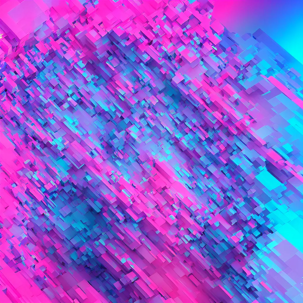 Prompt: chromatic 3D geometry, tilt shift macro, blue and pink accents, matte bright highly detailed, epic, 3D render, digital art, artstation, 8K artistic photography, photo-realistic, by Hiroya Oku, Jenny Seville, Salvador Dali, Francis Bacon, WLOP