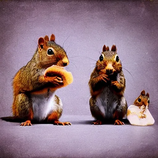 Prompt: studio photograph of squirrels from alternate universes, animal photography, cute, aww