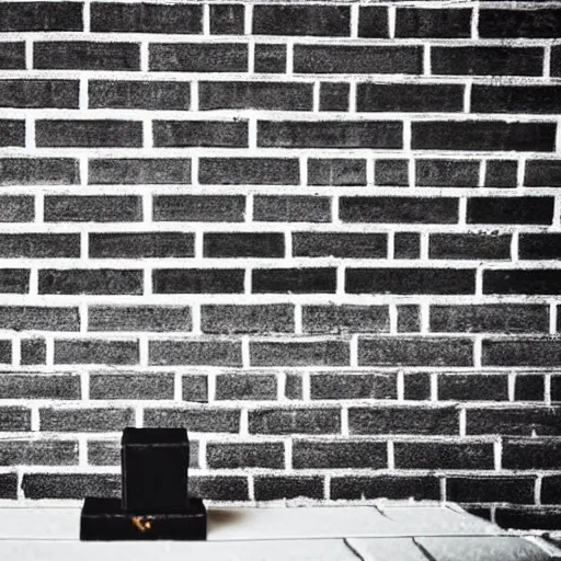 Prompt: a black brick sitting on top of a white brick