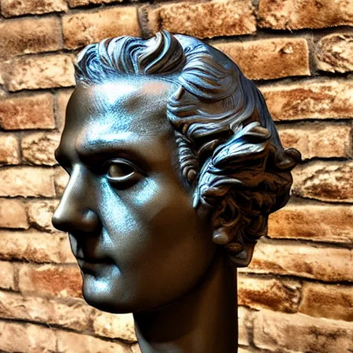 Image similar to 3 d renaissance statue head, mix with neon art, highly detailed