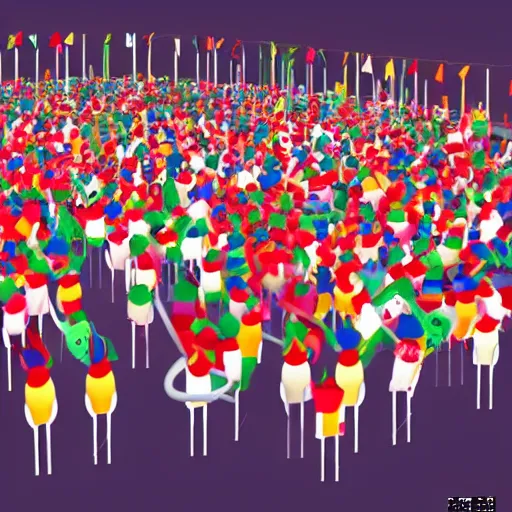 Image similar to escherichia coli party, little escherichia coli crowd with flags and party hats, illustration y zaha haid, artstation, ultra detailed