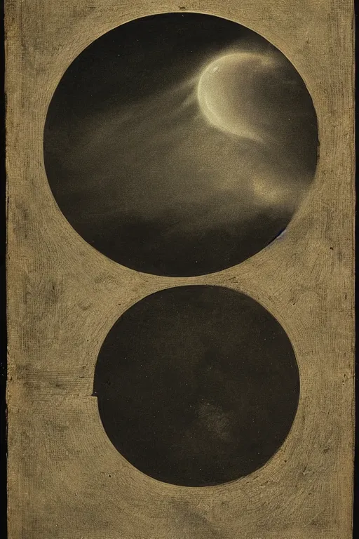 Prompt: a striking beautiful black stormy and cloudy sky with the halo of a black hole shining through, eclipse by michele marieschi, italian 1 7 1 0 - 1 7 4 3