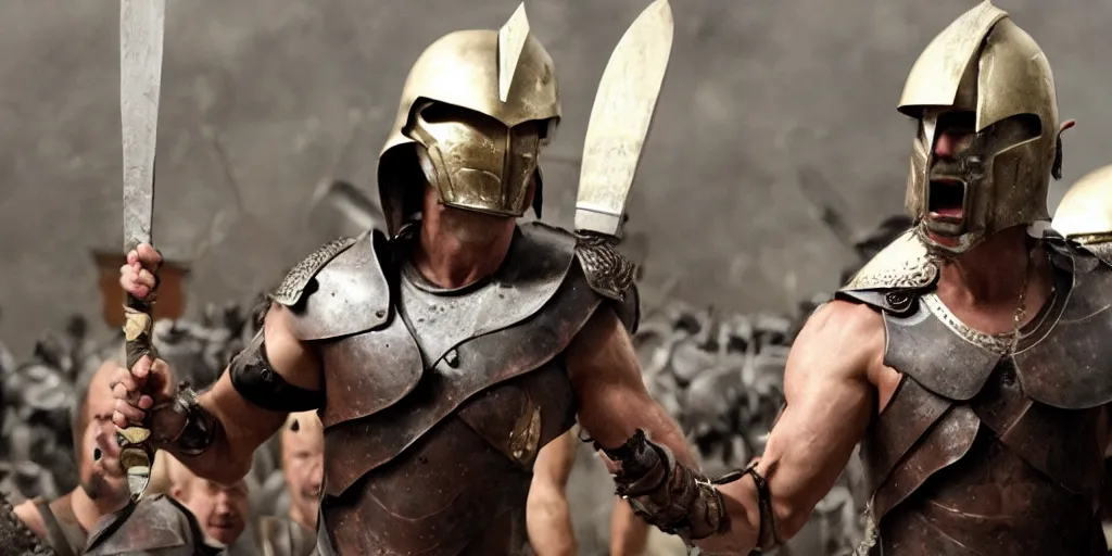 Prompt: film still of joe biden as a spartan warrior in the movie 3 0 0, 8 k