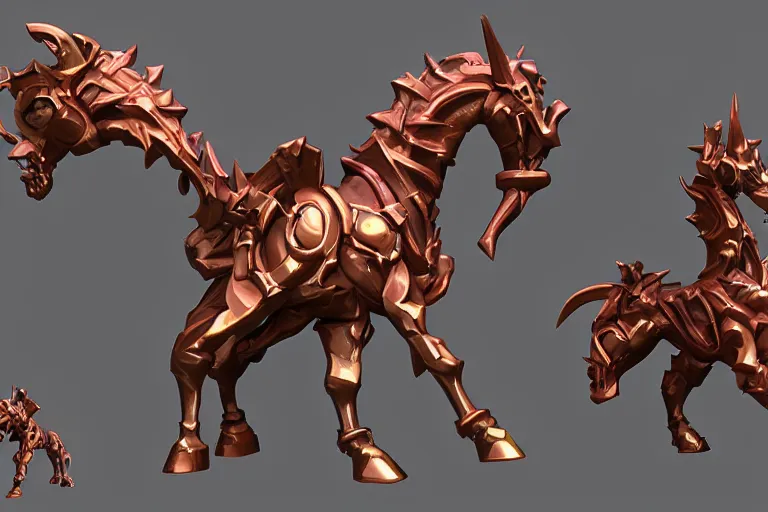 Prompt: 3d sculpt of an evil ironwork carousel horse, artstaton, League of Legends, overwatch, digital illustration