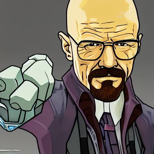 Image similar to Walter White as league of legends character splash art