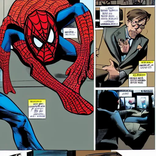 Prompt: Walter white fights spiderman in vertigo comic