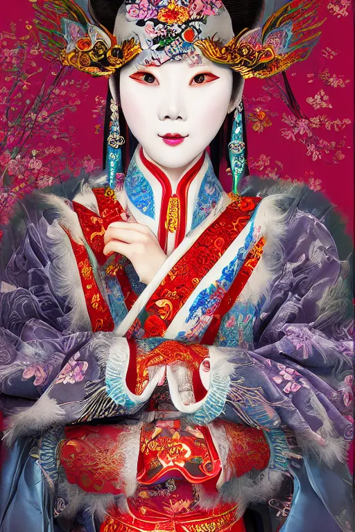 Prompt: heroine, beautiful, phantoms of the chinese opera, ultra detailed, digital art, 8 k, character, realistic, portrait, hyperrealistic