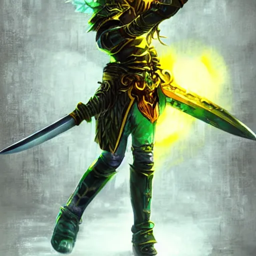 Image similar to yellow broad sword, giant sword, war blade weapon, magic the gathering art, fantasy game art style, league of legends style art