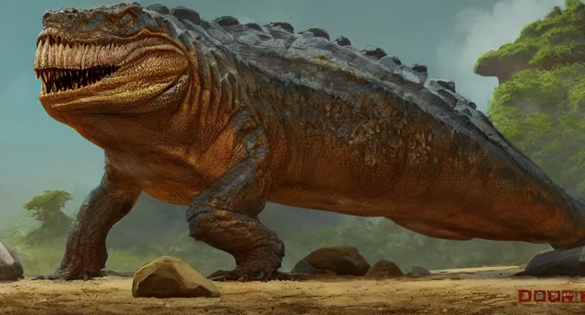 Image similar to a giant reptile with a disc shaped mouth that eats rocks, concept art by doug chiang cinematic, realistic painting, high definition, digital art, symmetrical, very detailed, extremely high detail, photo realistic, concept art, unreal engine 5,