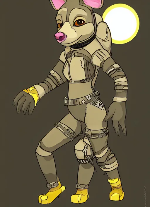 Image similar to digital detailed full body of anthromorphic female hyena, in style of zootopia, zootopia, zootopia, fursona, furry, furaffinity, 4 k, deviantart, furry art, fursona art, wearing astronaut outfit, in style of zootopia, hyena fursona, cyberpunk, female, detailed feminine face,