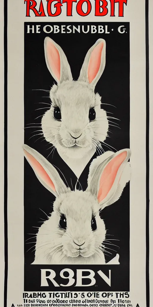 Image similar to a 1 9 2 0 s poster advertising a rabbit