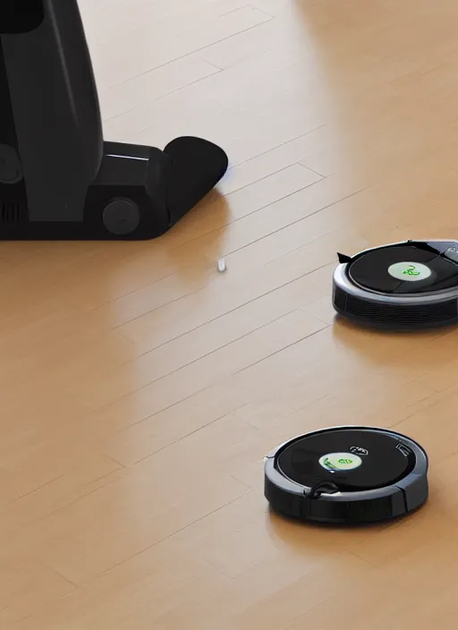 Image similar to A robot roomba with four mechanical limbs, 3D Product, professional render, studio quality, octane render